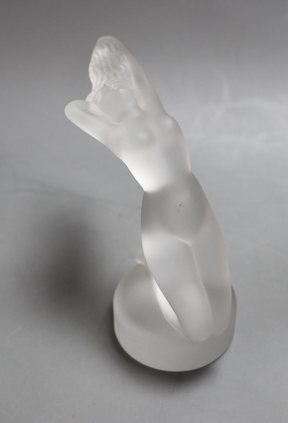 A boxed Lalique glass nude 'mascot', 12.5cm